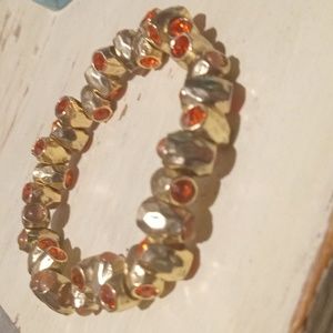 Unique Sunshine Color Rock Rhinestones BRIGHT Orange Bead Bracelet